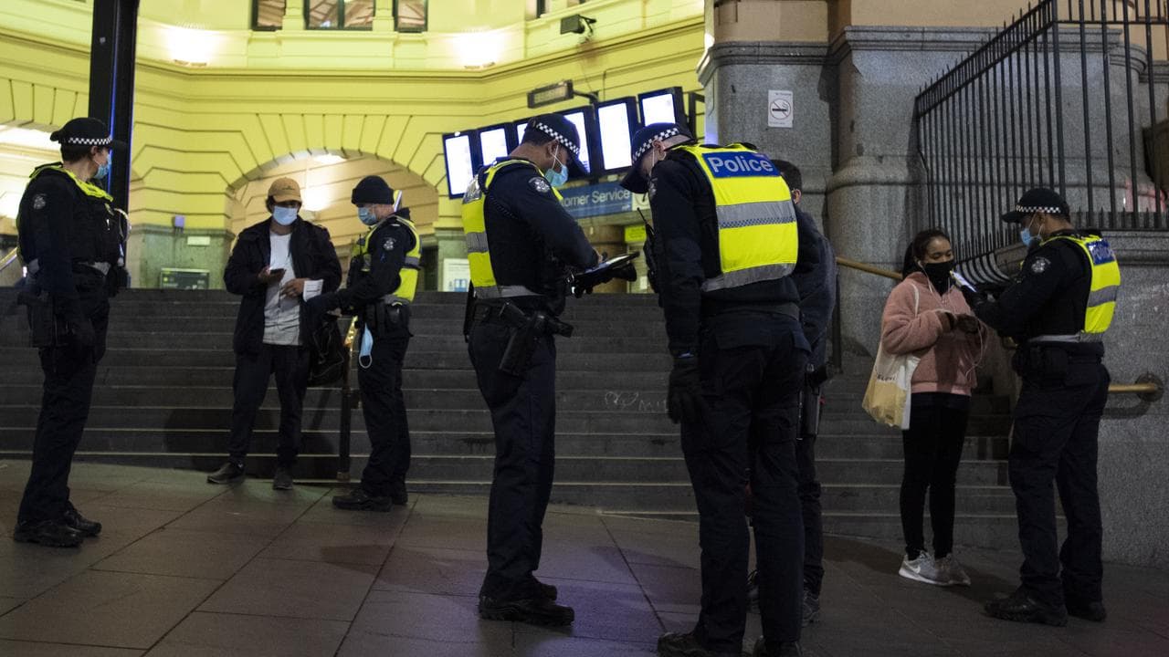 Police check people at Flinders St Station (file)
