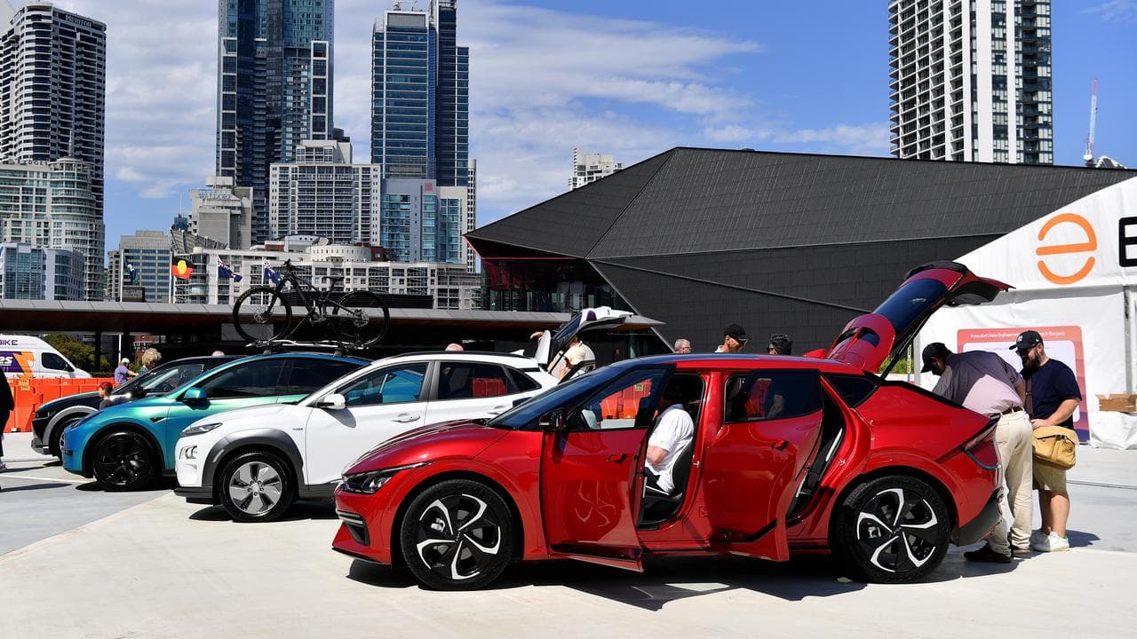 Electric vehicles at an expo in Sydney