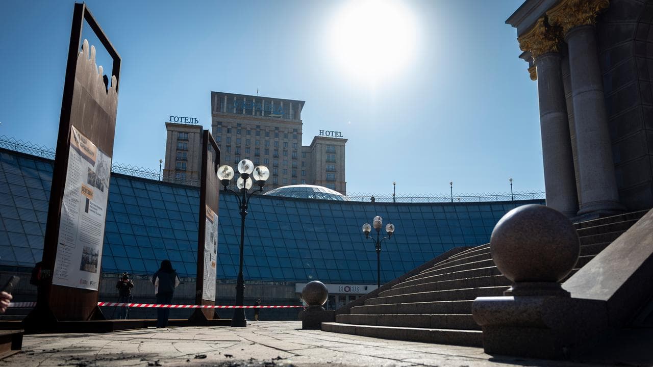 Downed drone in central Kyiv