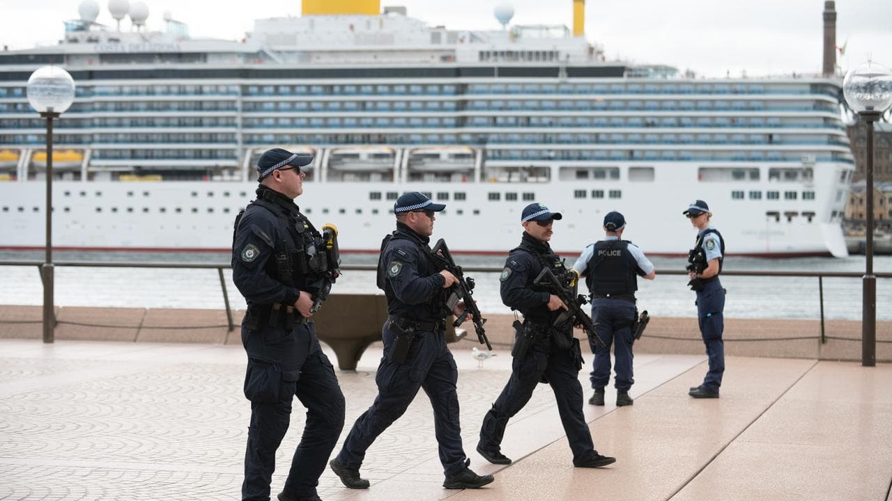Police on patrol near the Sydney Opera House (file image)