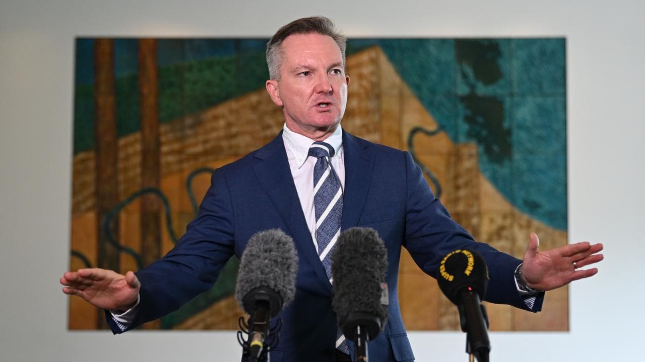 Energy Minister Chris Bowen speaks to the media