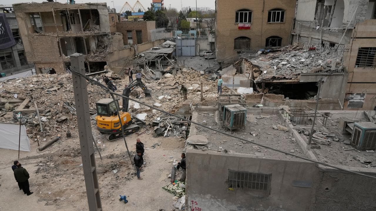 Aftermath of an attack on a Tehran police station