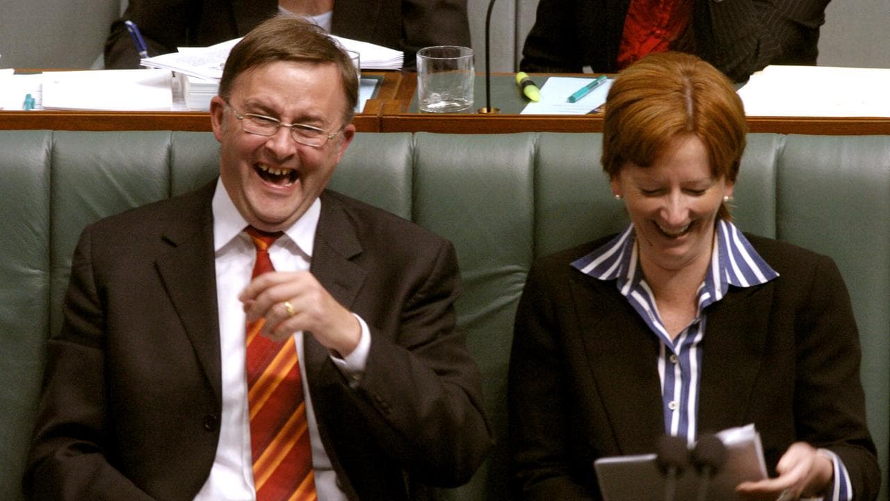 A photo of Anthony Albanese and Julia Gillard laughing from 2006.
