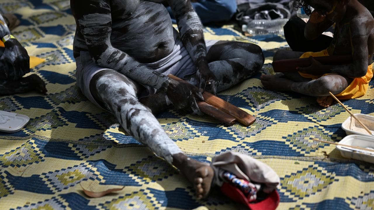 Detail image of members of the Gumatj clan of the Yolngu people