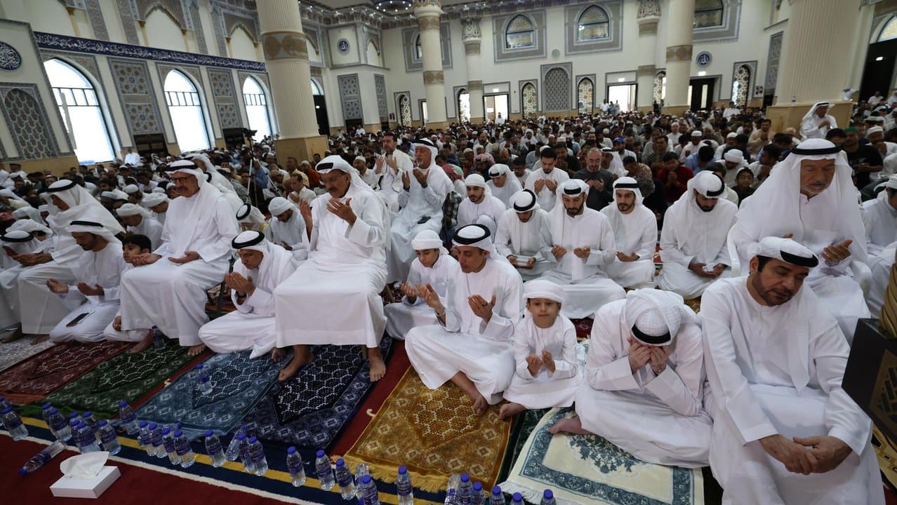 Eid Al-Fitr prayers in Al Farooq Mosque in Dubai