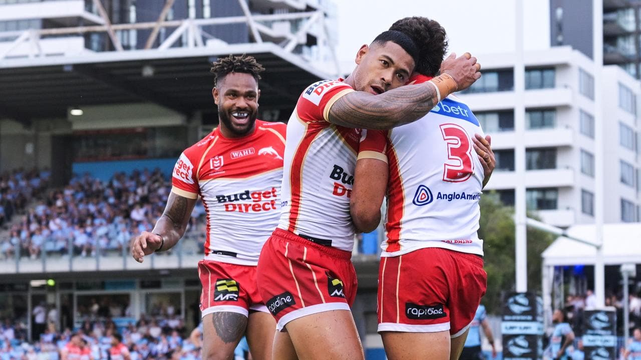 Celebrating Dolphis players.