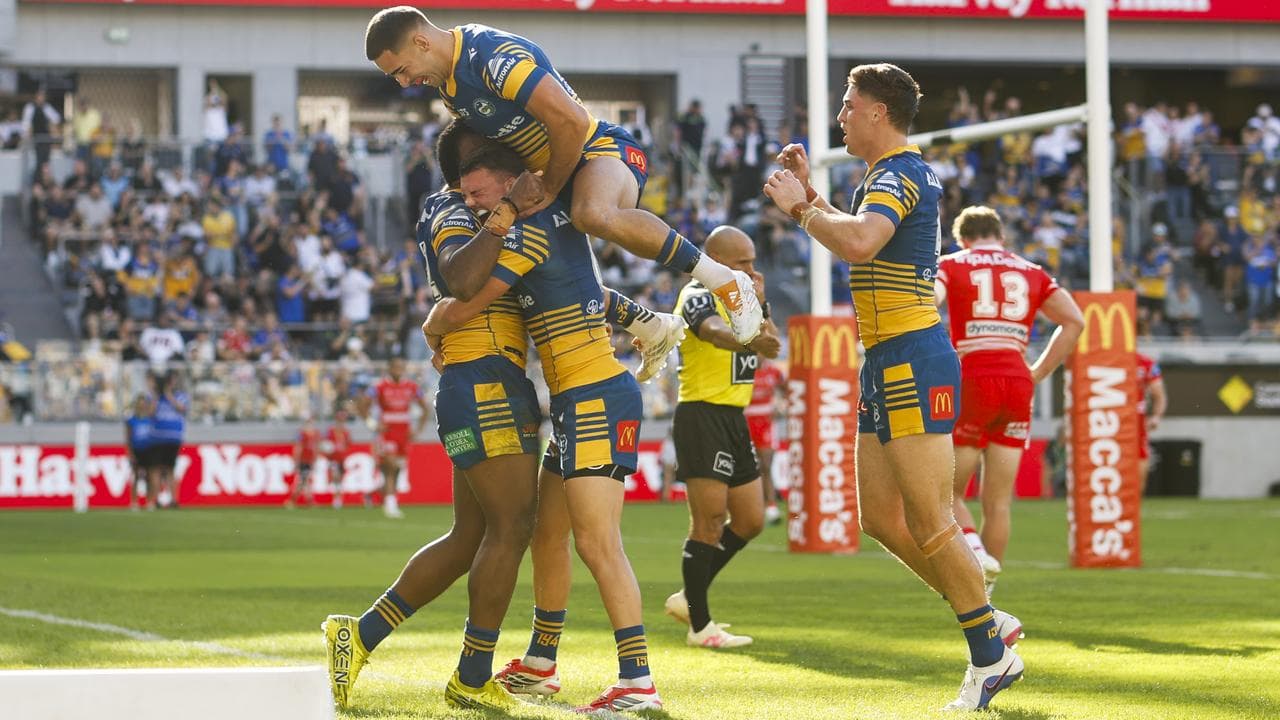 Parramatta players celebrate.