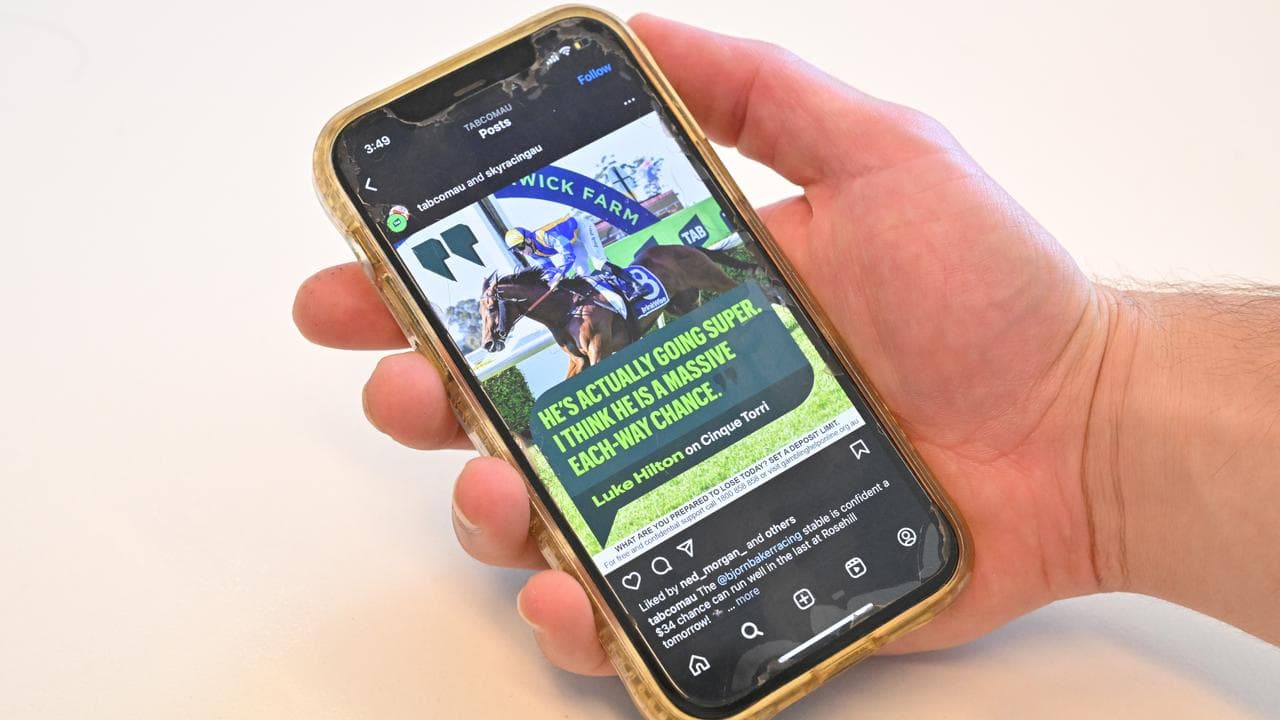 A digital gambling ad on a phone (file image)