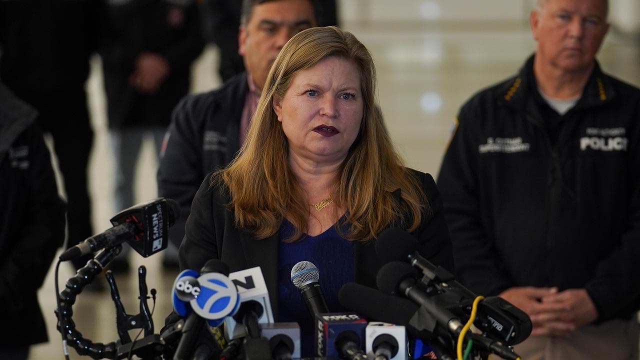 Port Authority executive director Kathryn Garcia speaks to reporters