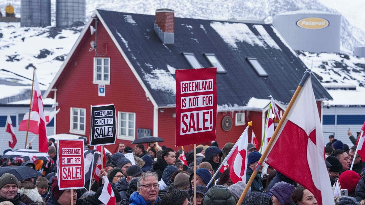 People protest against Donald Trump in Nuuk, Greenland