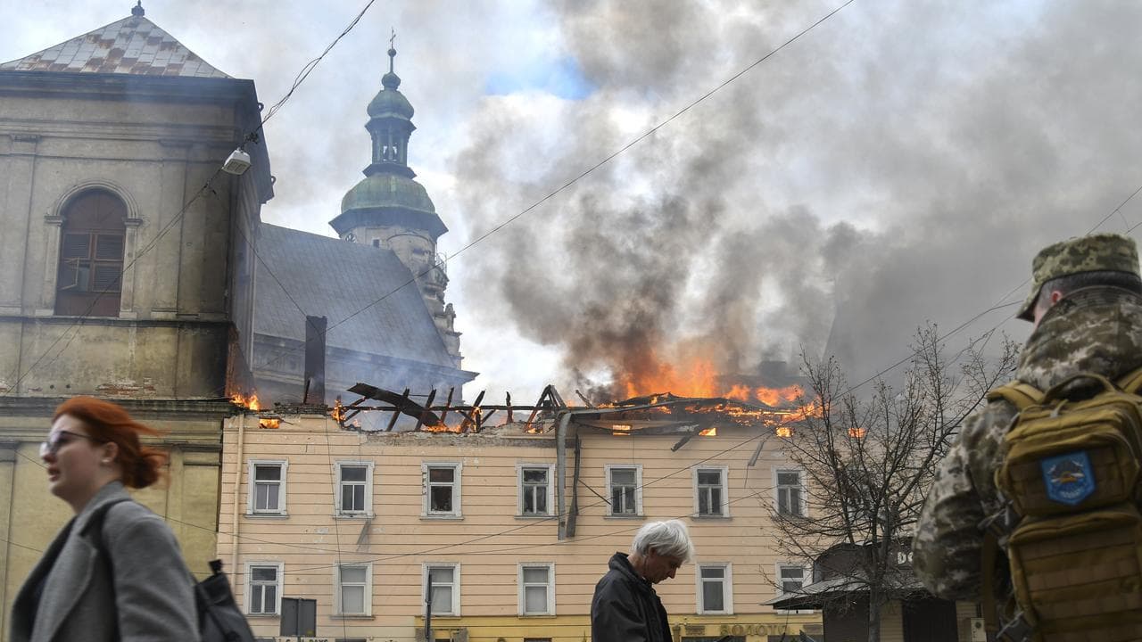 Russian drone attack on the historic centre of Lviv