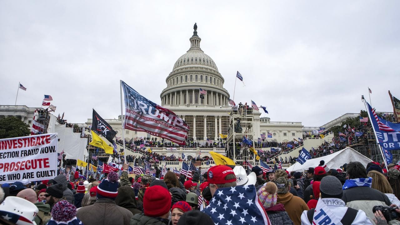 Supporters of Donald Trump at the US Capitol on January 6, 2021