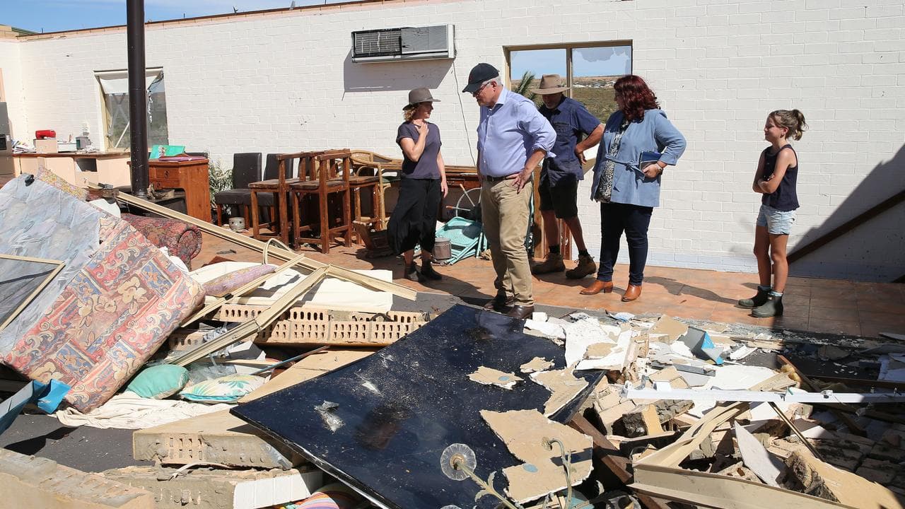 Prime Minister Scott Morrison visits cyclone-hit Kalbarri, WA, in 2021