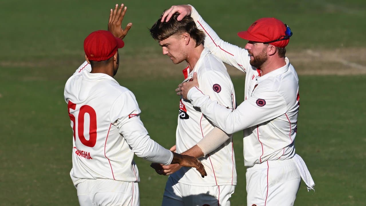 A late wicket by South Australia's Henry Thornton