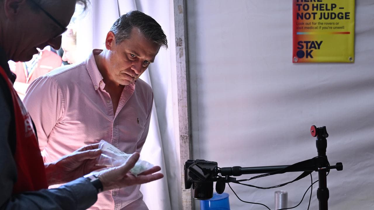 Health Minister Ryan Park inspects a pill testing trial (file image)