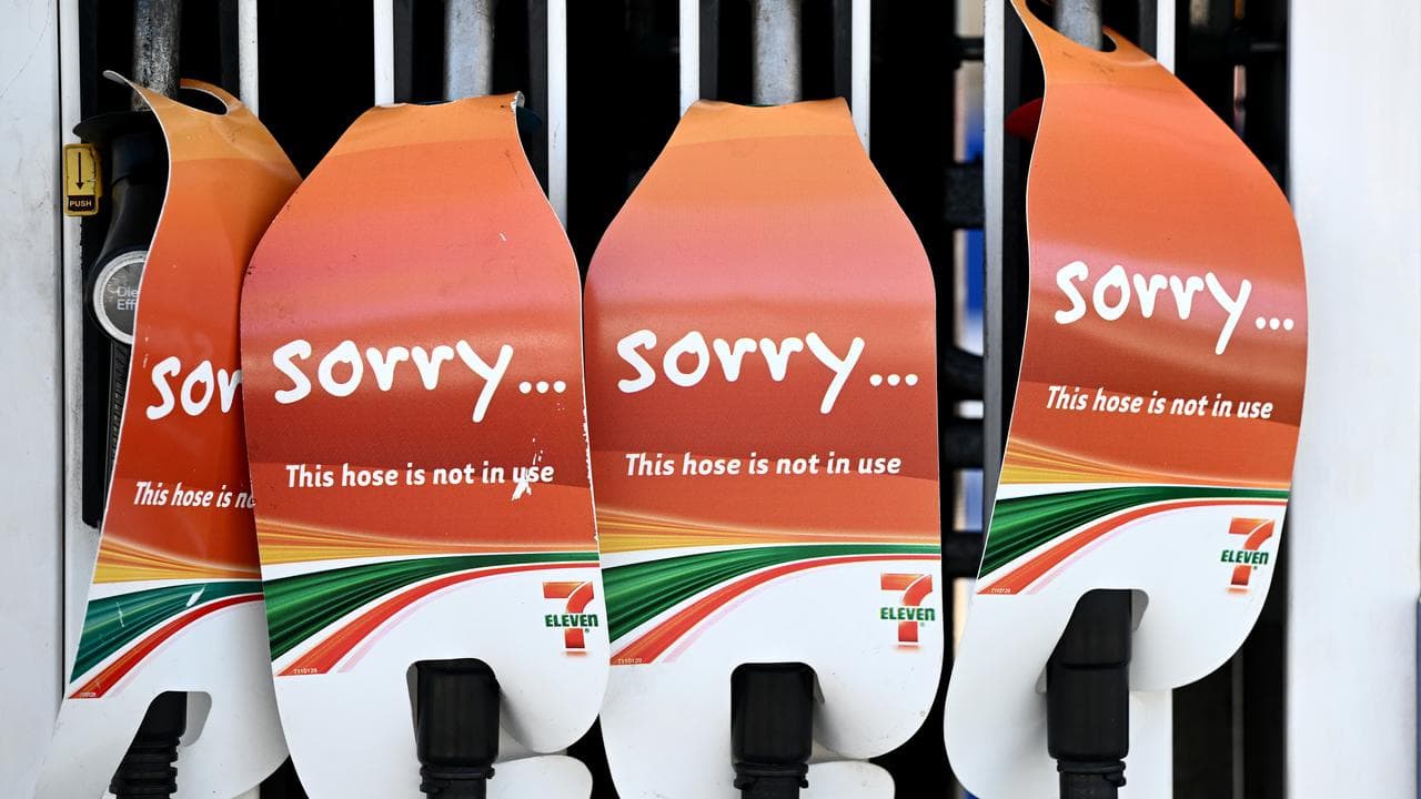 A petrol station is seen with no petrol available