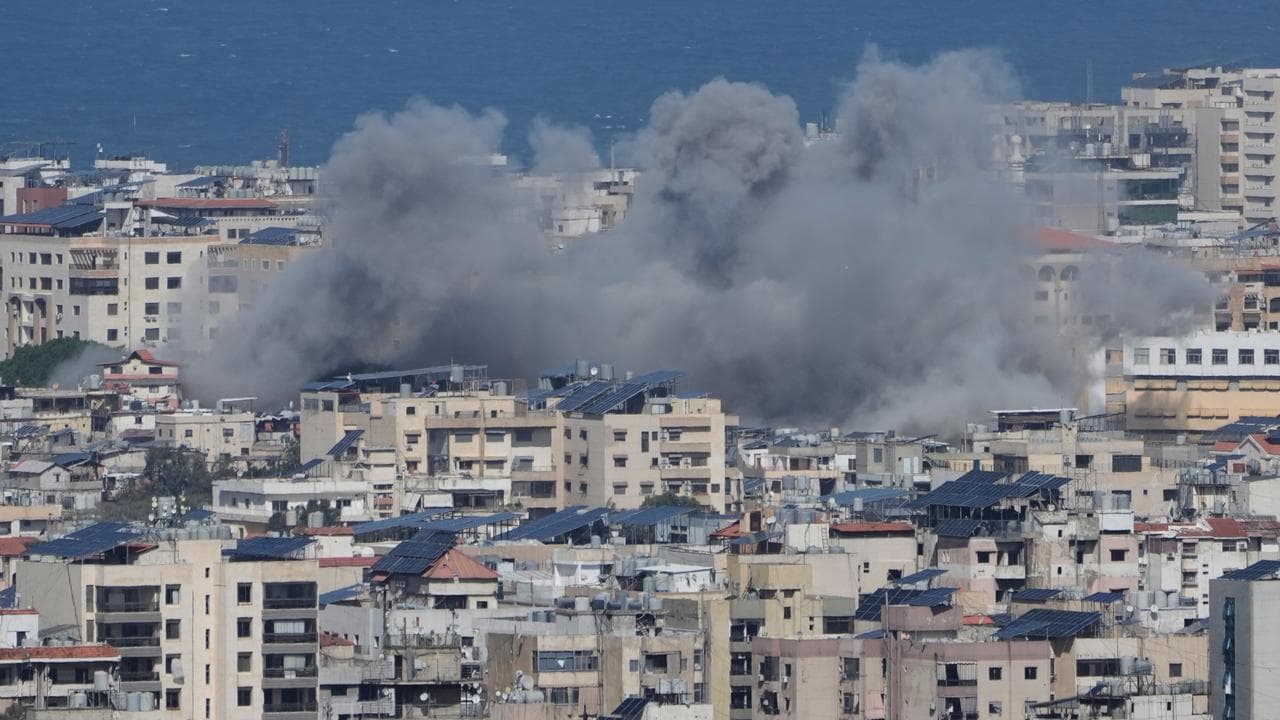 Smoke rises following an Israeli air strike