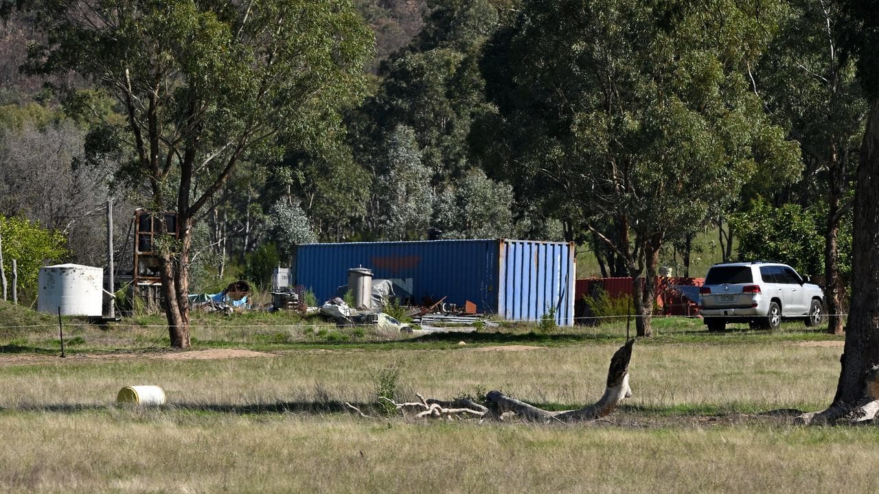 A shipping container on a rural property