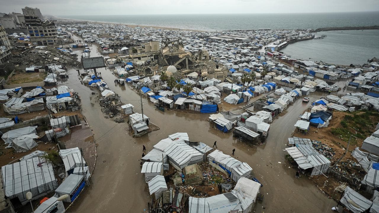 A tent camp for displaced Palestinians