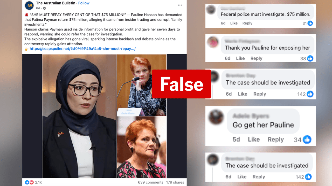 A screenshot of a Facebook post.