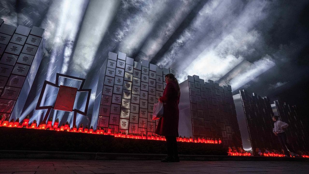 A memorial to mark the fourth anniversary of the liberation of Bucha