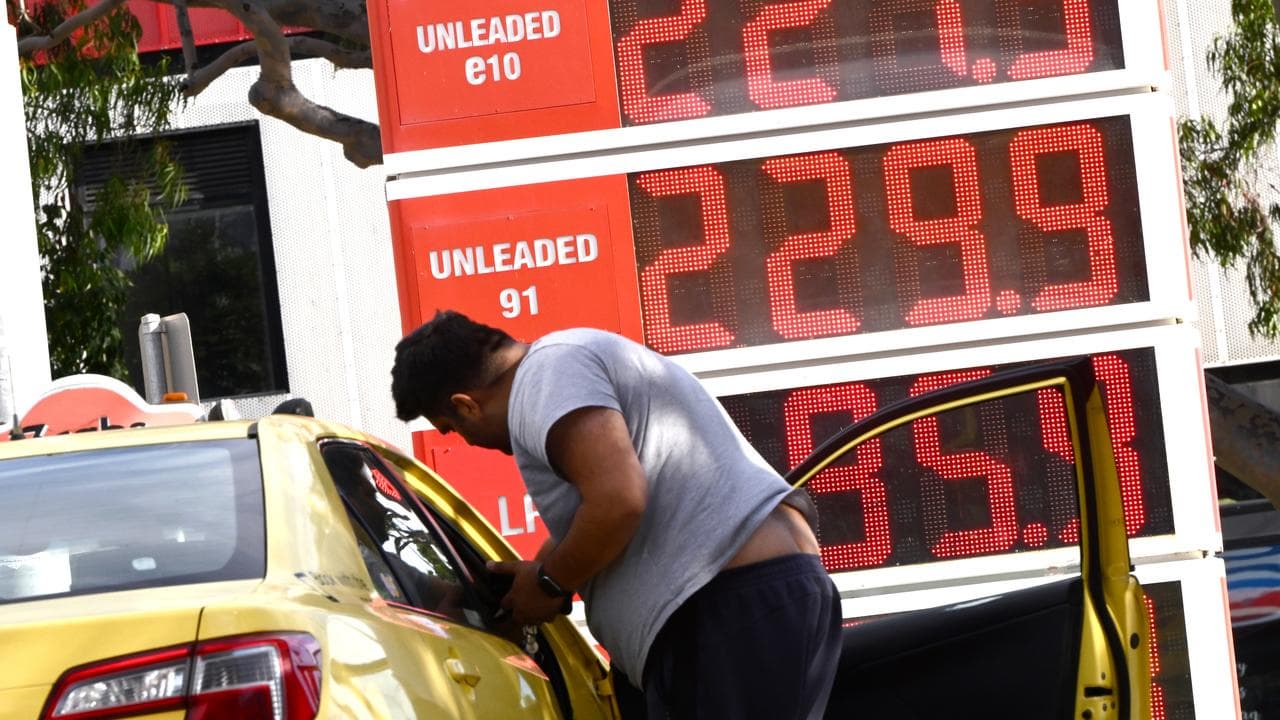 Fuel prices at a petrol station in Melbourne