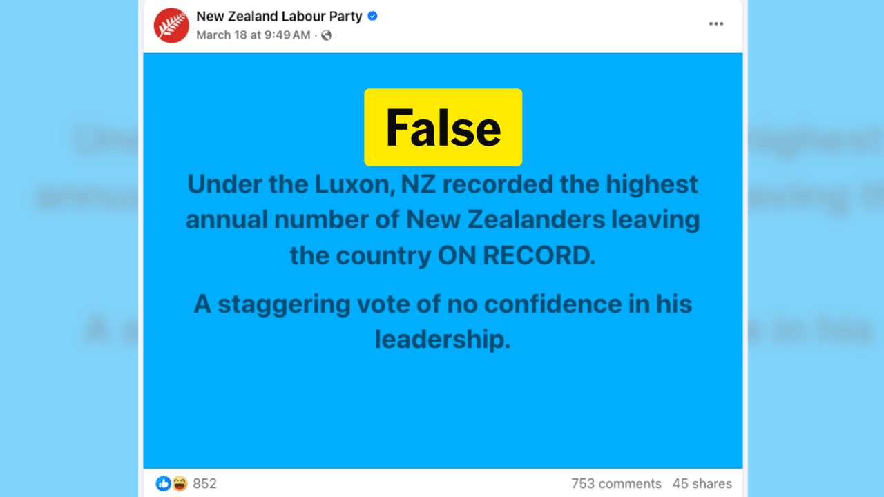 Image of a New Zealand Labour social media post about migration