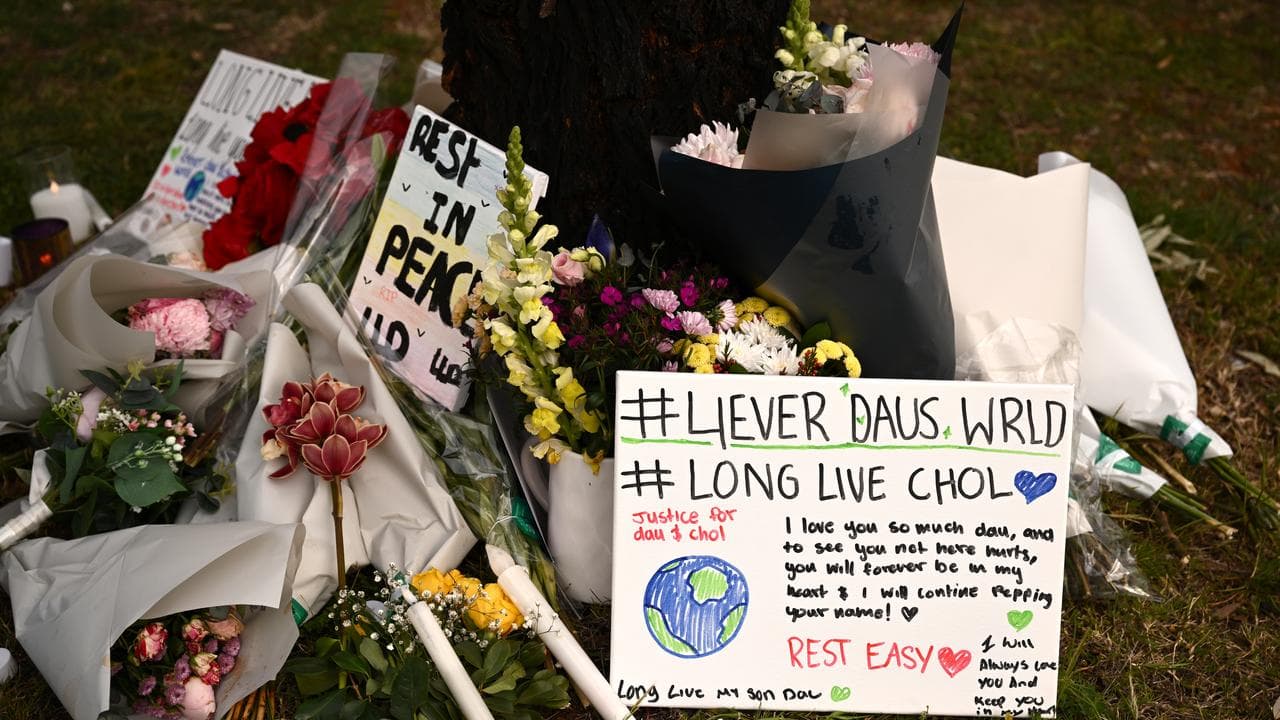 Tributes at the scene of the fatal stabbing (file)