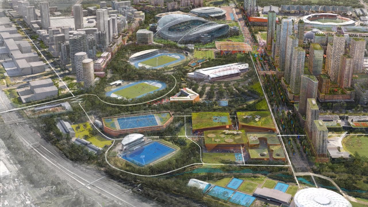 Render of The 2050 master plan for Sydney Olympic Park