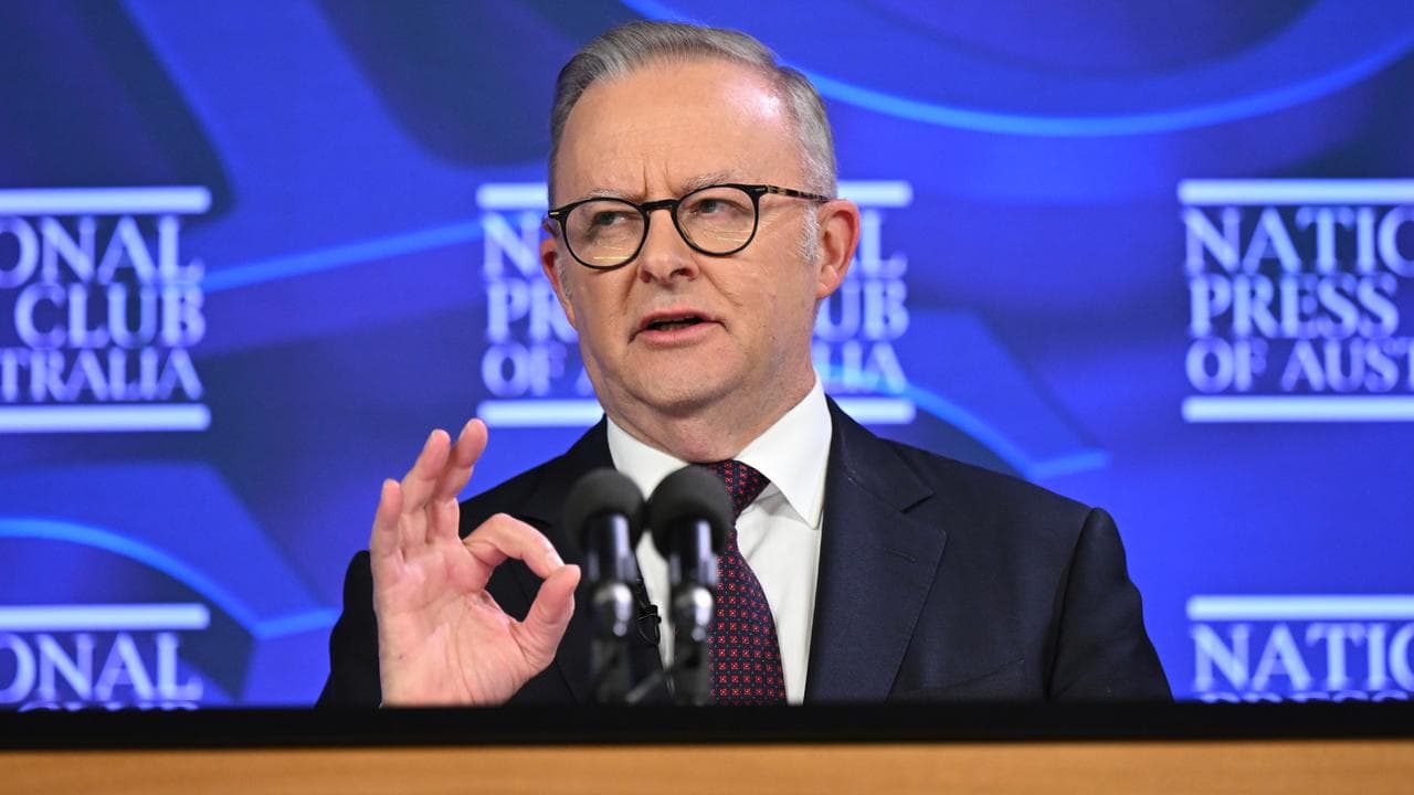 Anthony Albanese delivers an address to National Press Club