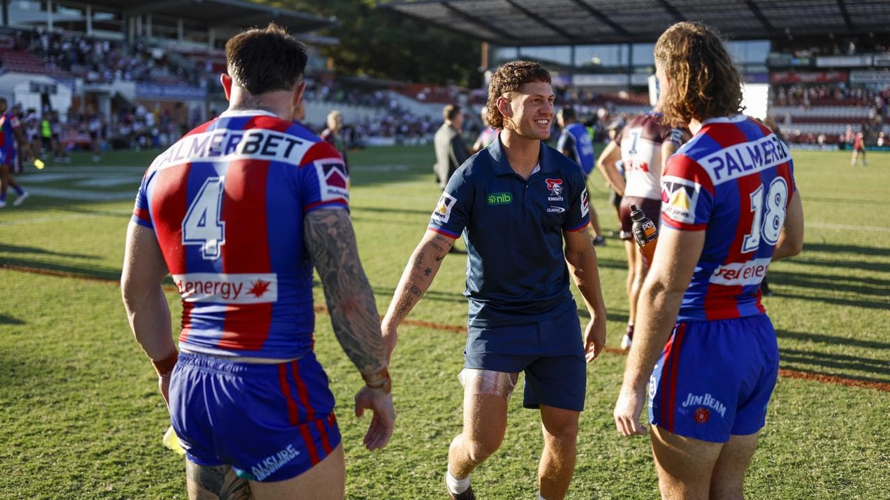 Gambling logos on Newcastle Knights NRL jerseys (file image)
