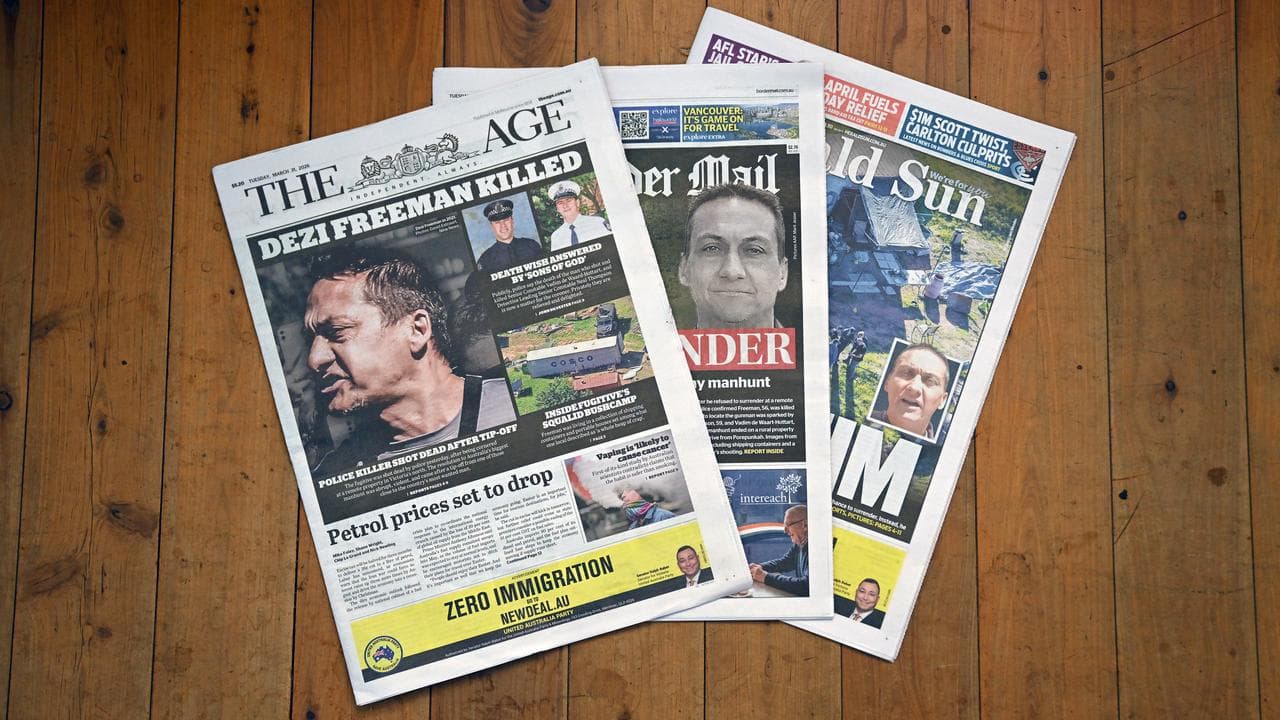 Newspapers carrying stories of Dzi Freeman's death