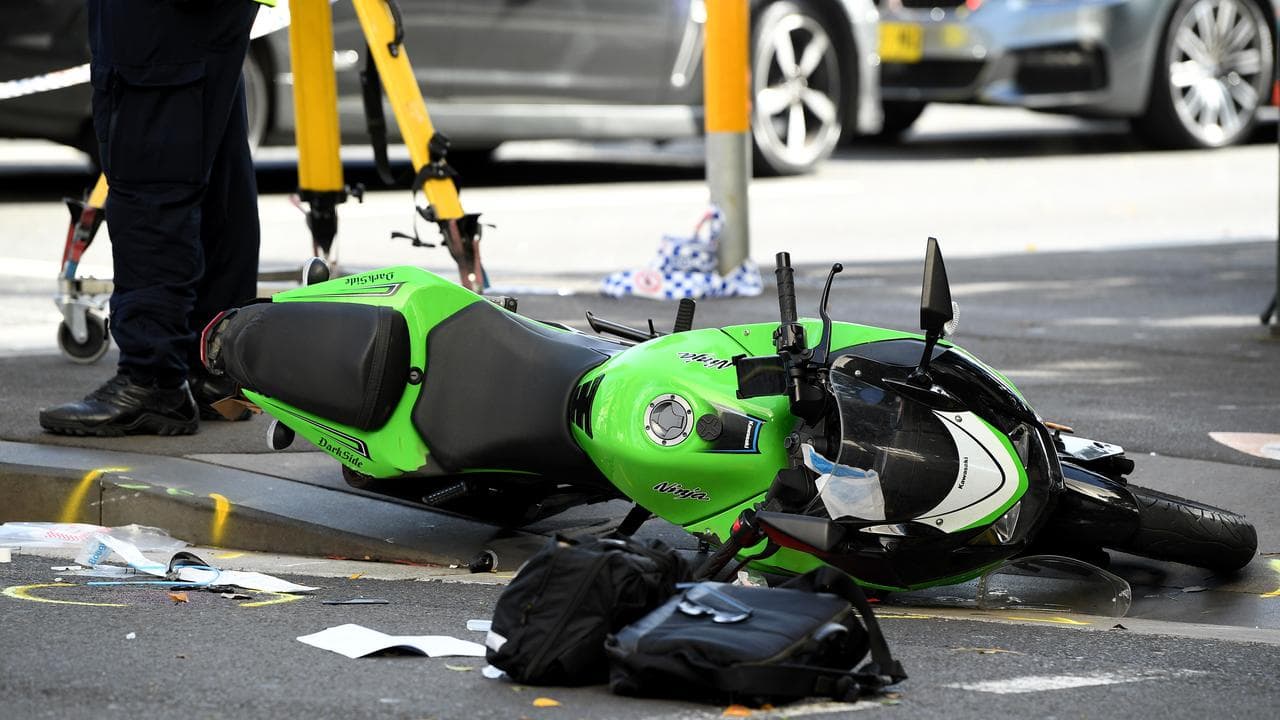 A motorbike involved in a crash