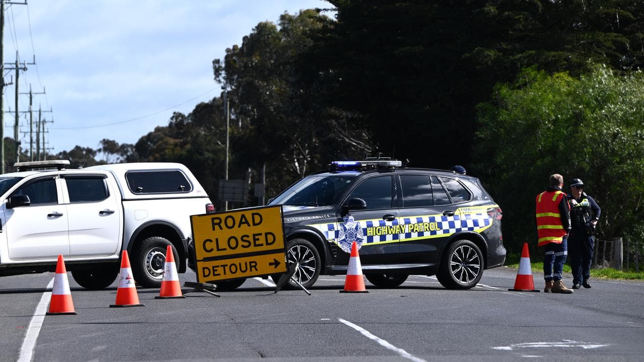 Police at a fatal school bus accident in Stonehaven, Victoria, in 2025