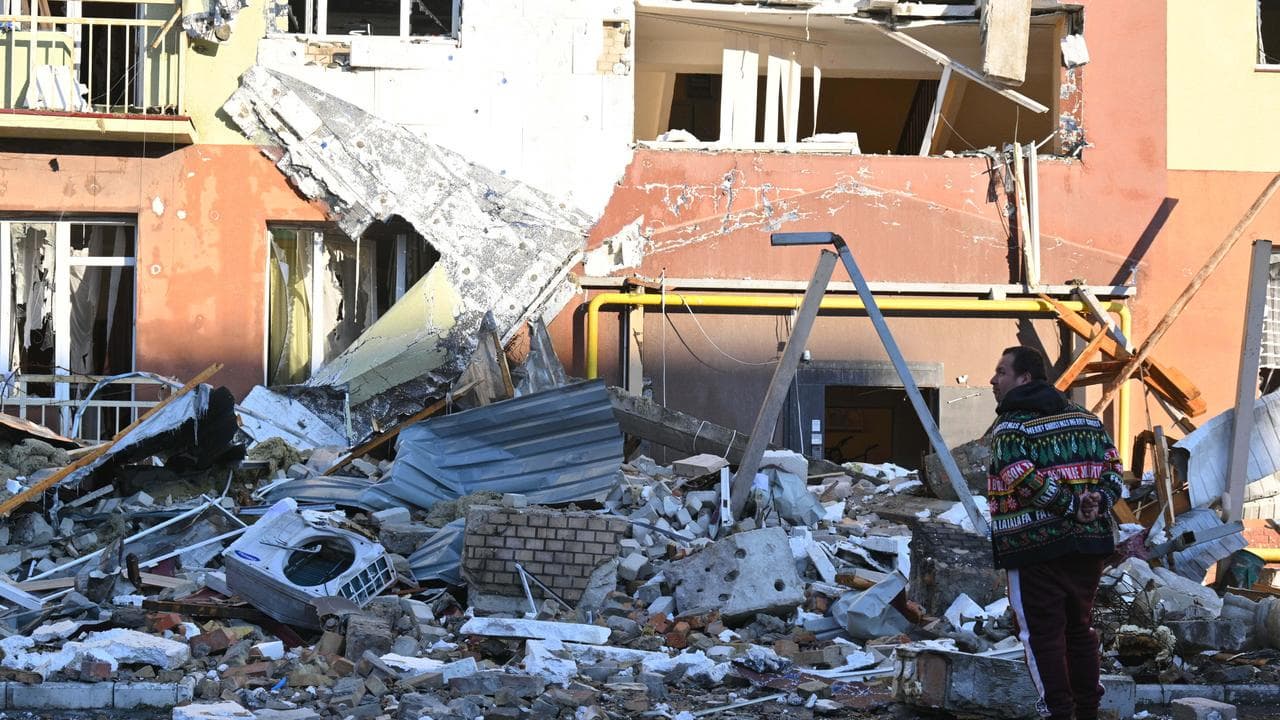 A residential building after a Russian strike in Odesa, Ukraine