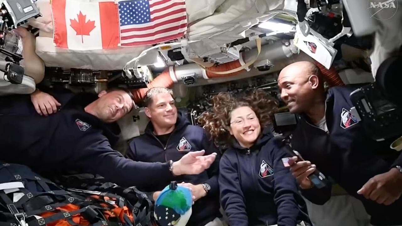 Reid Wiseman, Jeremy Hansen, Christina Koch and Victor Glover