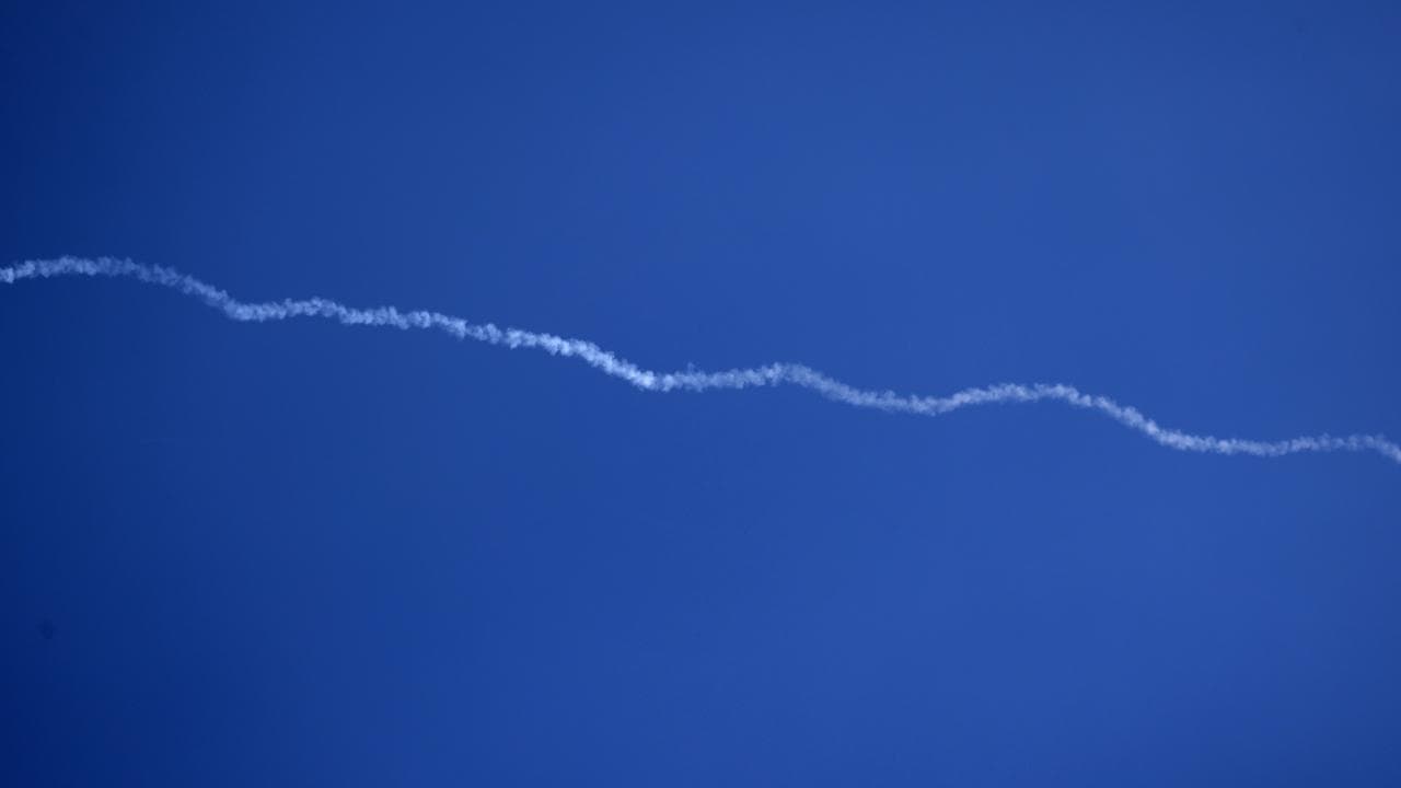 An Iranian missile in the sky over the West Bank city of Nablus