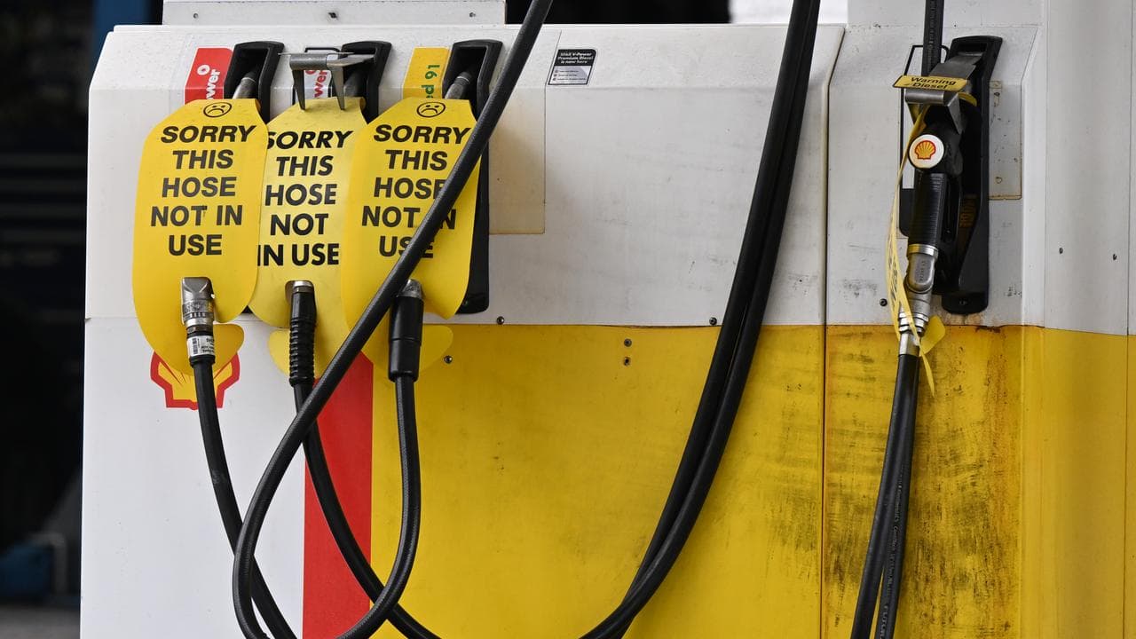 An “Out of Order” fuel pump at a Shell petrol station in Brisbane.
