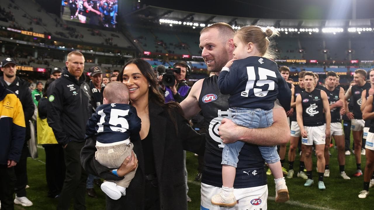 Sam Docherty of the Blues with family