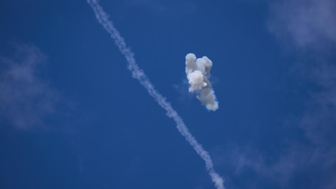 Israeli air defence interception over Kiryat Shmona, northern Israel