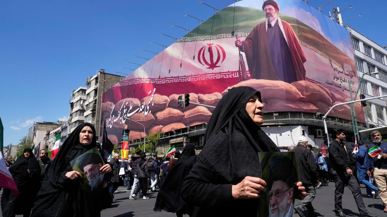 Women in Tehran mark 40 days since the killing of the supreme leader