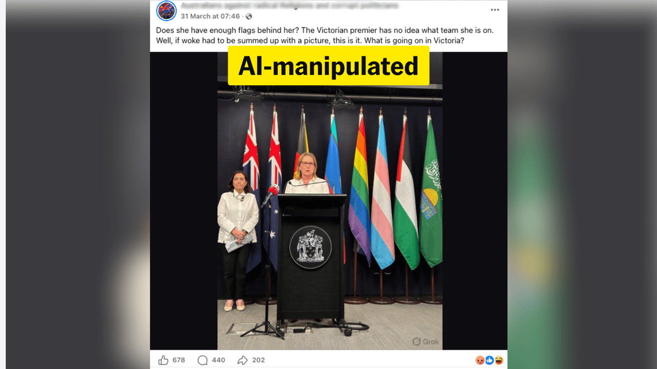 AI-manipulated Facebook post of Jacinta Allan 