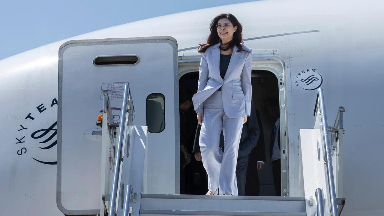 Taiwan's Kuomintang leader Cheng Li-wun arrives in Shanghai, China