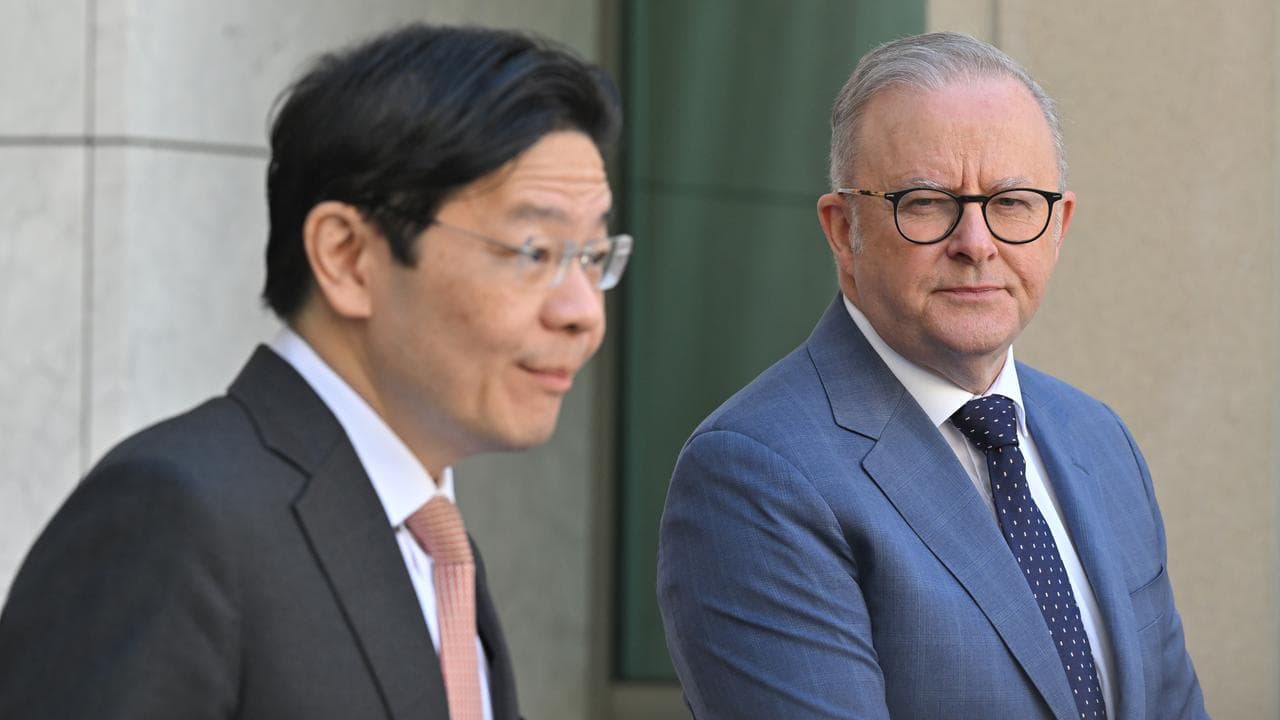 Lawrence Wong and Anthony Albanese (file image)