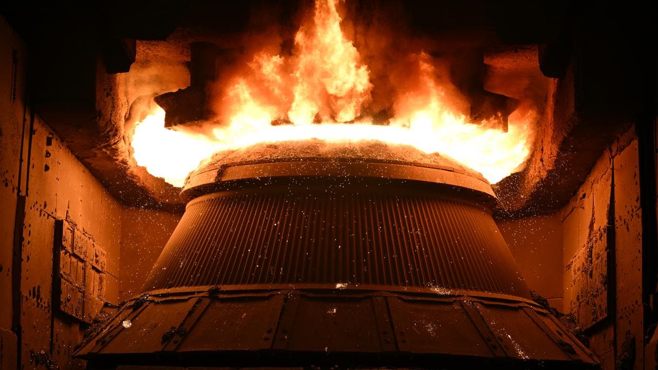 Molten steel being made