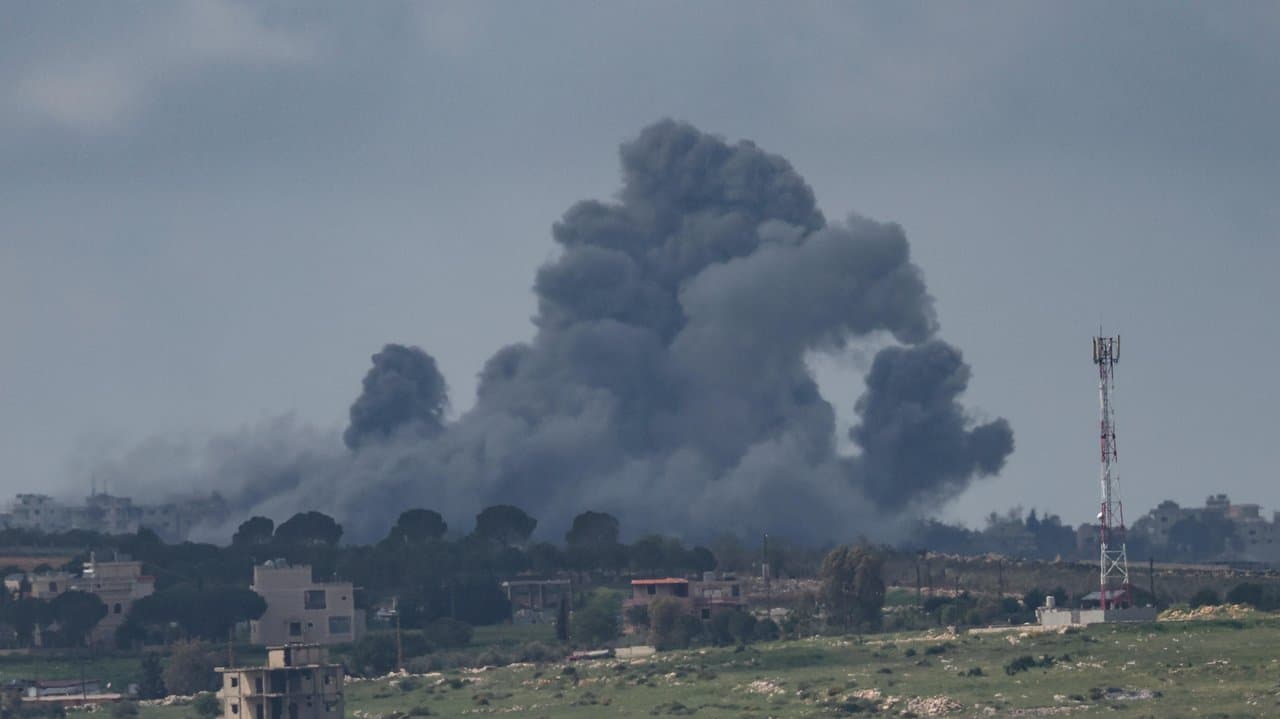 Smoke rises as a result of an Israeli airs trike in Lebanon