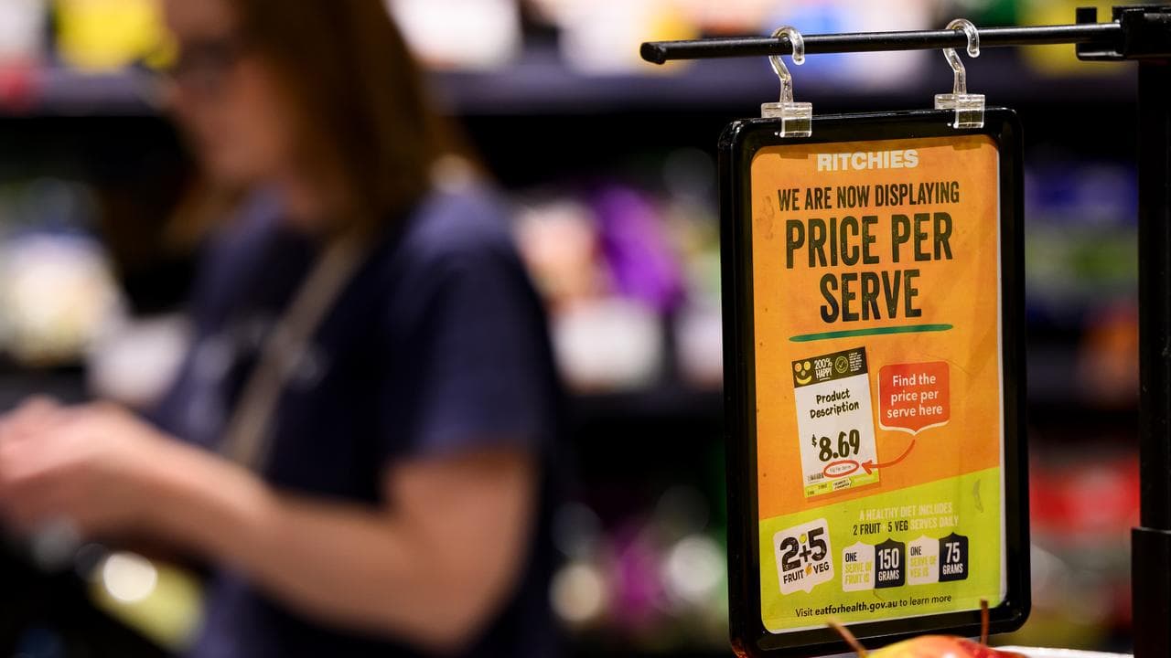 Tickets displaying information about th price per serve (file image)