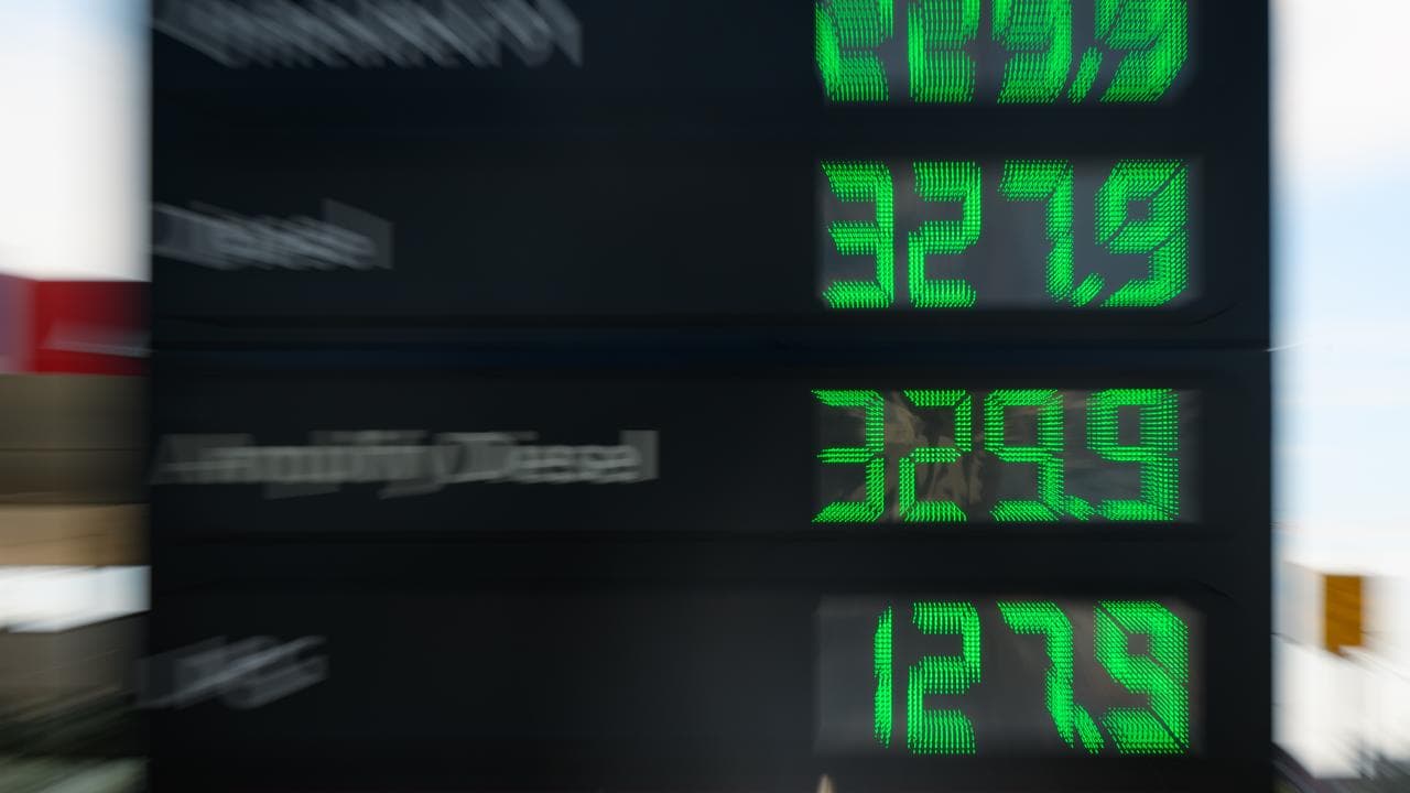 Fuel prices are shown at an Ampol petrol station (file image)