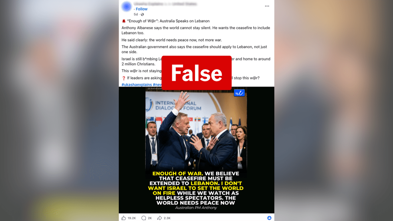 A screenshot of a Facebook post.