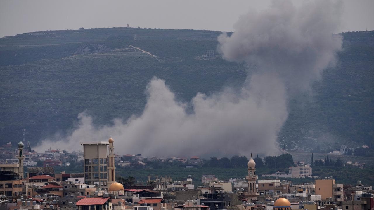 Smoke after an Israeli strike on the village of Qlaileh, Lebanon
